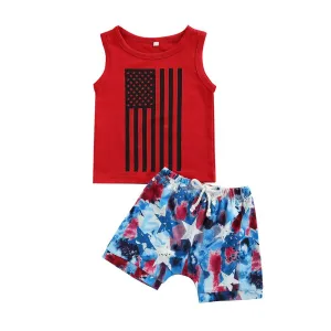 USA Tie Dye Shorts Baby Set