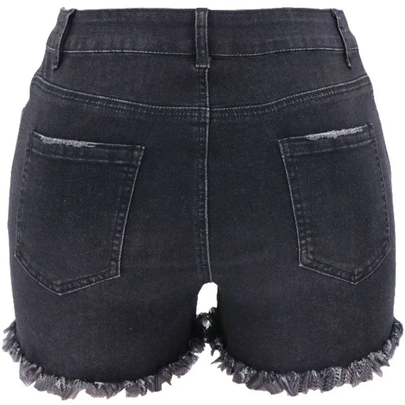 Women's High-rise Ripped Stretch Summer Denim Shorts