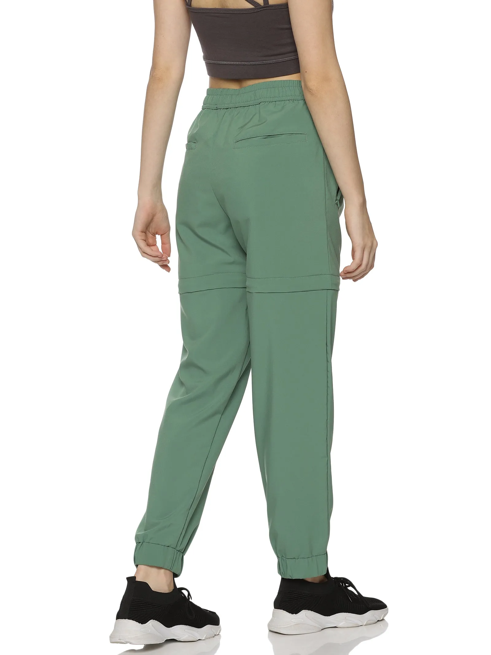 Women's Solid Detachable Track pants with Elasticated Drawstring waist & Zipper Pockets.