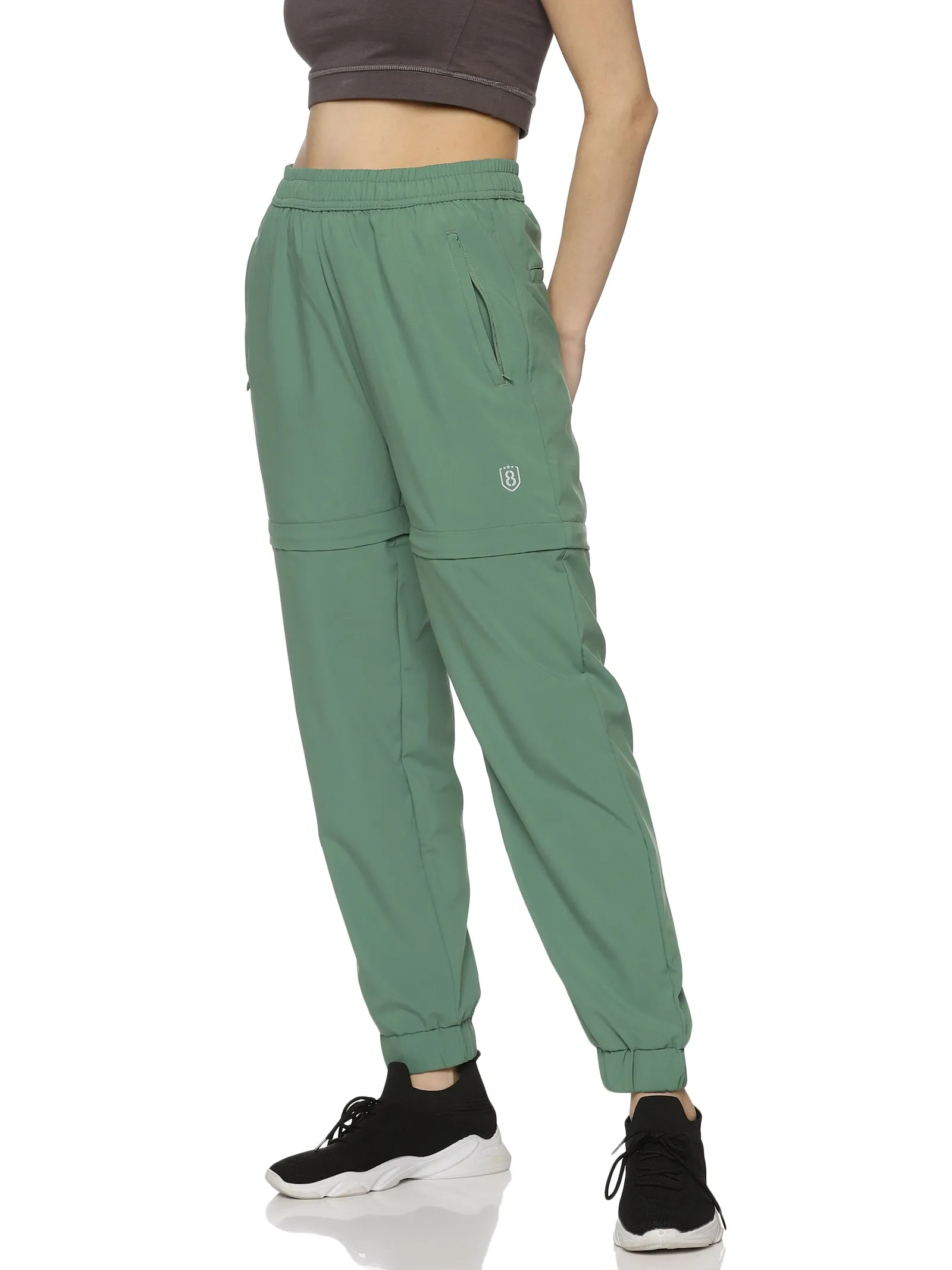 Women's Solid Detachable Track pants with Elasticated Drawstring waist & Zipper Pockets.