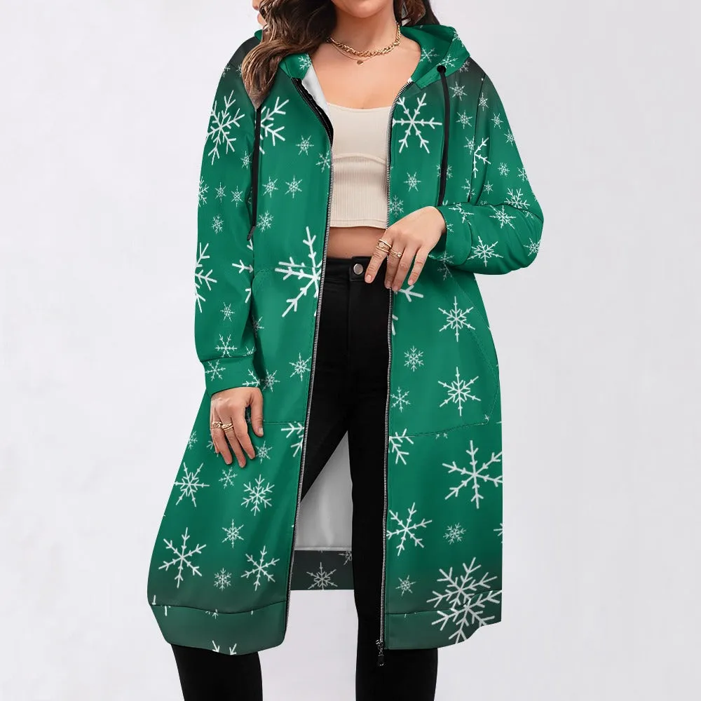 Women's Warm Snow long Hoodie - Green