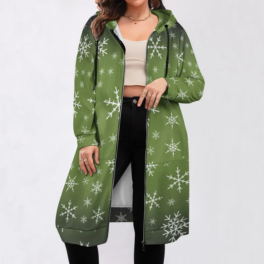 Women's Warm Snow long Hoodie - OliveDrab