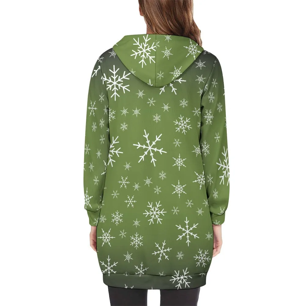 Women's Warm Snow long Hoodie - OliveDrab